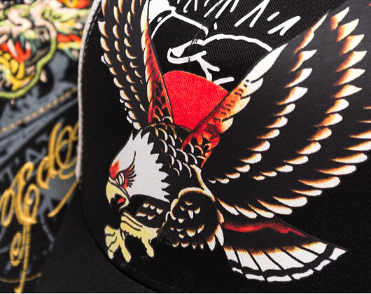 Cap Ed Hardy - Unisex Soaring Eagle Ed Hardy Script 5 Panel Cap - Black/Blue Wash