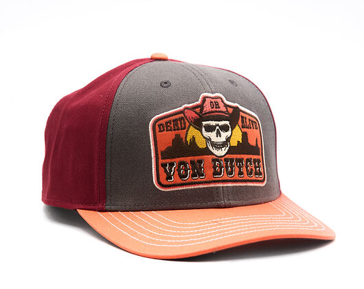 Cap Von Dutch - Dead Or Alive Skull Patch Premium Semi Curve - Red / Grey / Orange