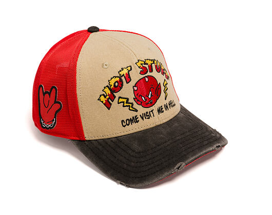 Cap Capslab - Hot Stuff Trucker - Come Visit Me In Hell Distressed - Sand / Red