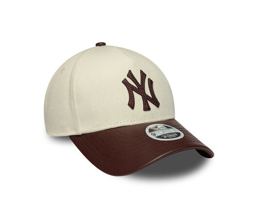 Womens Cap New Era - MLB Fabric Mix 9FORTY M-CROWN - NY Yankees - Cream / Brown