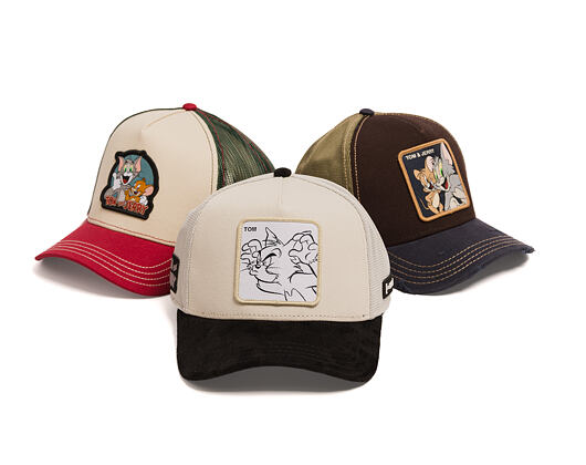Cap Capslab - Tom & Jerry Trucker - Tom Line Art Suede Visor - Off White / Black