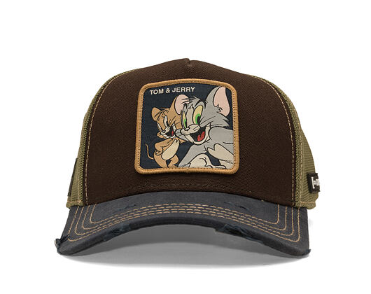 Cap Capslab - Tom & Jerry Trucker - Best Buddies Distressed Patch - Brown / Olive