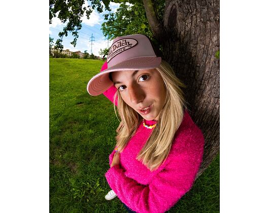 Von Dutch Cary Trucker Satin Lt.Pink/Brown Cap