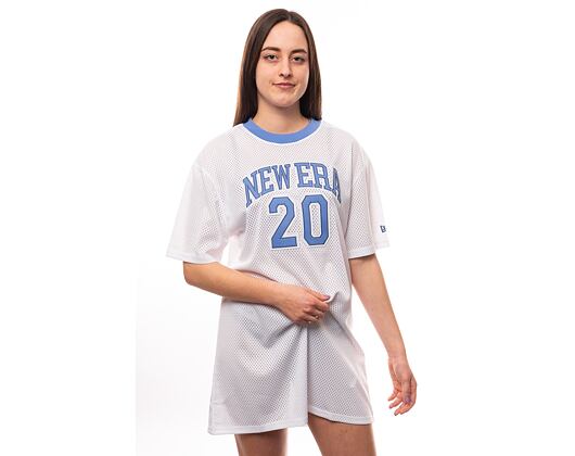Dámské šaty New Era Arch Wordmark Mesh Dress White / Copen Blue