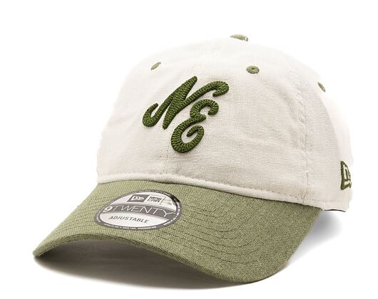Kšiltovka New Era 9TWENTY Linen Script  - White / Olive