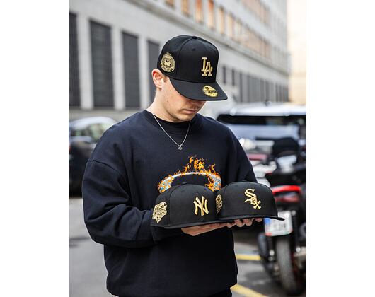 Kšiltovka New Era - 59FIFTY MLB Coops Metallic - Chicago White Sox - Black / Gold