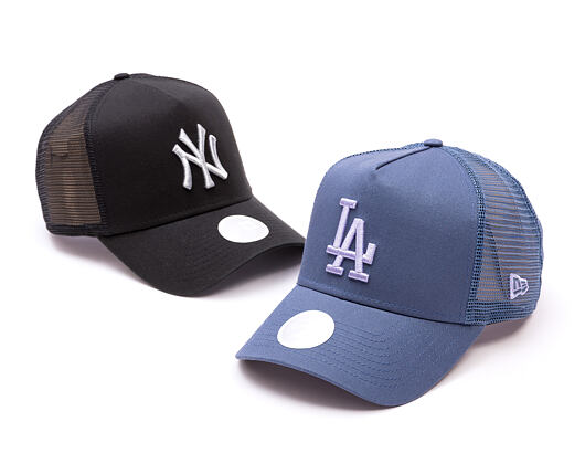 Dámská Kšiltovka New Era - MLB League Essential 9FORTY Trucker - LA Dodgers - Muted Indigo / Lavende