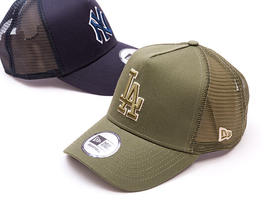 Kšiltovka New Era - MLB Outline 9FORTY Trucker - LA Dodgers - New Olive