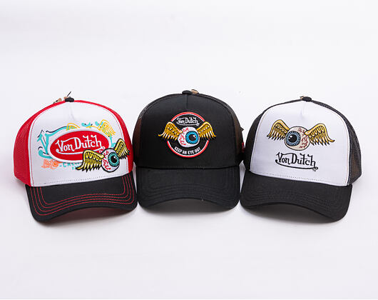 Kšiltovka Von Dutch - Trucker - Patches - White/Red