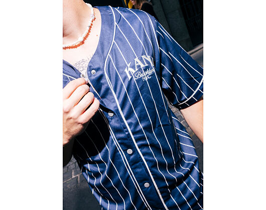 Dres Karl Kani - Kani Pinstripe Baseball Jersey - Blue