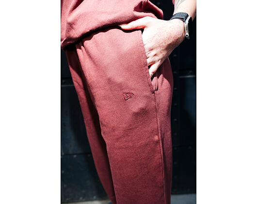Pants New Era - Branded Washed Straight Sweatpants - Burgundy