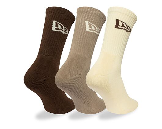 Socks New Era - Flag Crew Socks 3pk - Cream / Beige / Brown