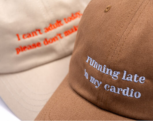 8by8 Dadcap - "running late is my cardio" - Brown/Sky Blue