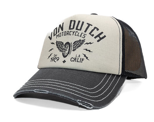 Cap Von Dutch - Trucker - Calif. Motorcycles 1929 Grey/Distressed Black Denim