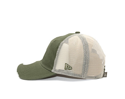 Womens Cap New Era - MLB Distress Trucker 9TWENTY Trucker - LA Dodgers - New Olive