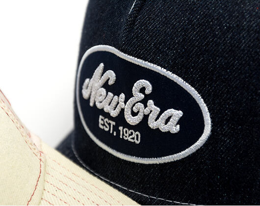 Womens Cap New Era - Branded Denim Oval Logo 9FORTY M-CROWN A-Frame Trucker - Navy