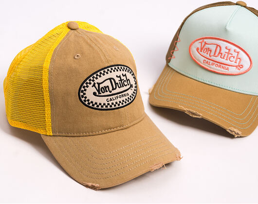 Cap Von Dutch - California Checkered Patch Baseball - Tan / Yellow