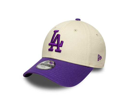 Kids Cap New Era - MLB League Essential 9FORTY - LA Dodgers - Cream / Purple