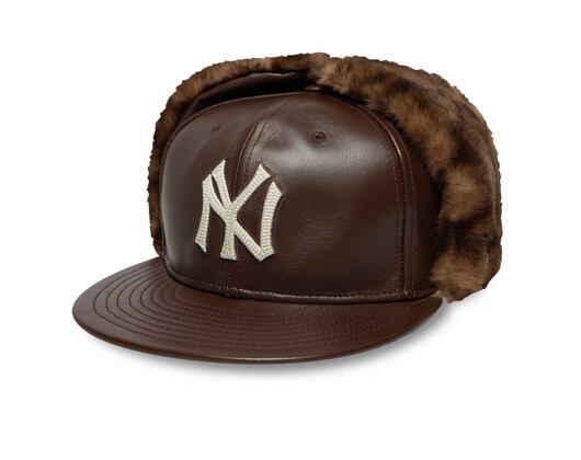 Cap New Era - MLB IMAGE DROP Leather Dog-Ear 59FIFTY - NY Yankees - Deep Auburn