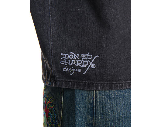 Shirt Ed Hardy - Mens Eagle And Stars Relaxed Denim Shirt - Black