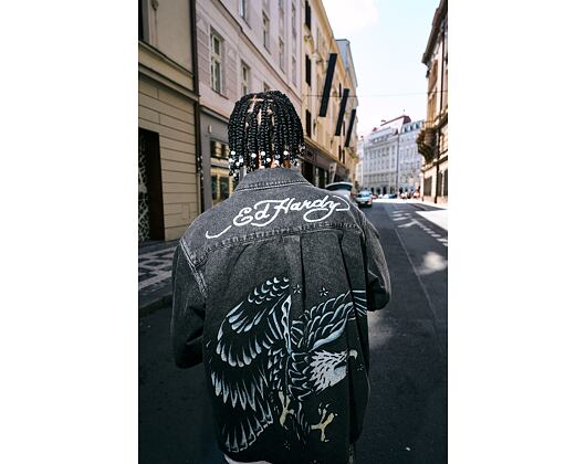 Shirt Ed Hardy - Mens Eagle And Stars Relaxed Denim Shirt - Black