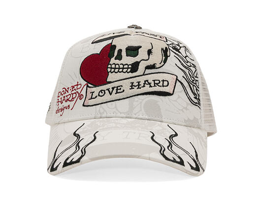 Cap Ed Hardy - Unisex Live Fast Love Hard 5 Panel Trucker Cap - White
