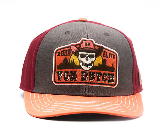 Cap Von Dutch - Dead Or Alive Skull Patch Premium Semi Curve - Red / Grey / Orange
