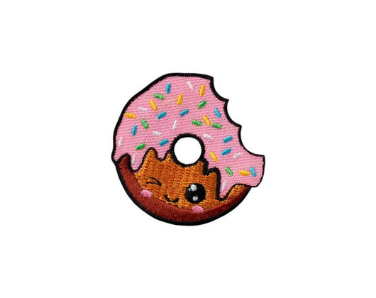 Patch Monoquick - Donut s růžovou polevou 4,5 x 4,5 cm