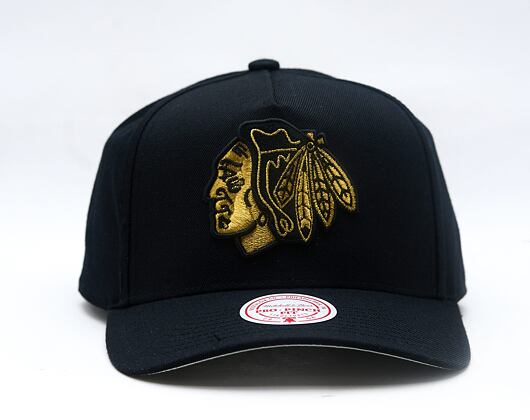 Cap Mitchell & Ness - NHL Black And Gold Pro Snapback - Chicago Blackhawks - Black