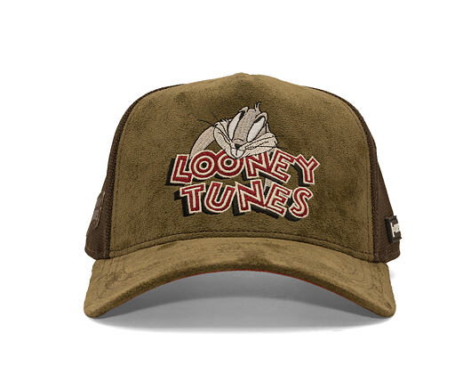 Cap Capslab - Looney Tunes Trucker - Bugs Bunny Logo Peek Suede - Olive / Brown