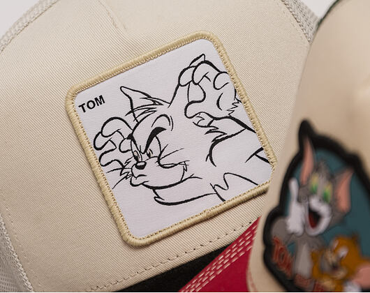 Cap Capslab - Tom & Jerry Trucker - Tom Line Art Suede Visor - Off White / Black