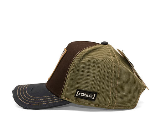 Cap Capslab - Tom & Jerry Trucker - Best Buddies Distressed Patch - Brown / Olive