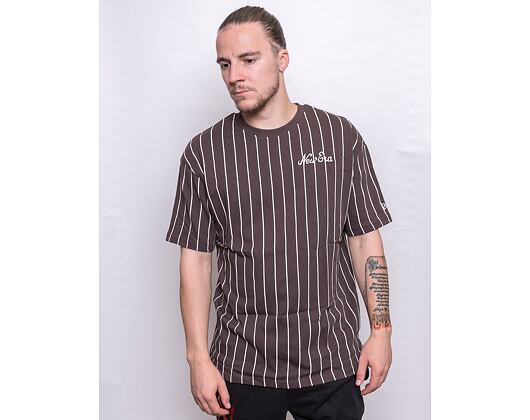 New Era Oversized Pinstripe Tee Brown / Off White