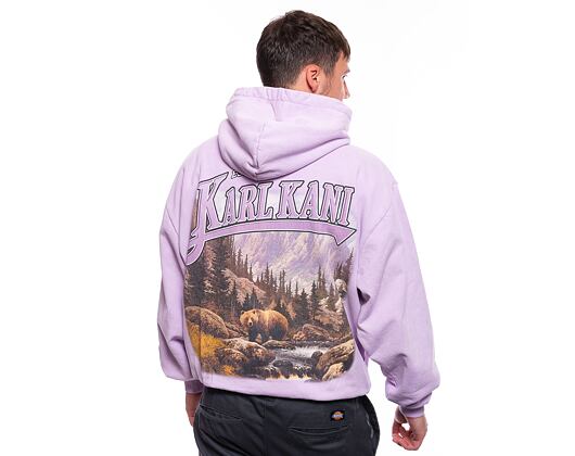 Mikina Karl Kani Small Signature OS Washed Heavy Sweat Landscape Hoodie purple