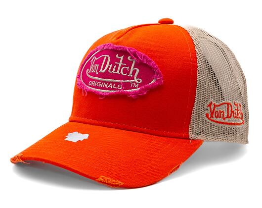 Kšiltovka Von Dutch Trucker Kalmar - Cotton Twill - Orange/Pink