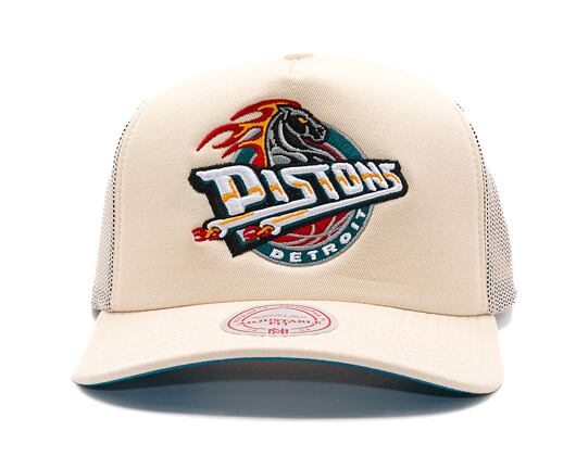 Kšiltovka Mitchell & Ness - Detroit Pistons - Evergreen Trucker Hwc - Off White