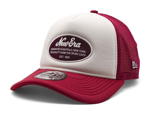 Kšiltovka New Era - Branded Oval Foam Patch 9FORTY Trucker - White / Cherry