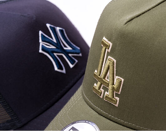 Kšiltovka New Era - MLB Outline 9FORTY Trucker - LA Dodgers - New Olive