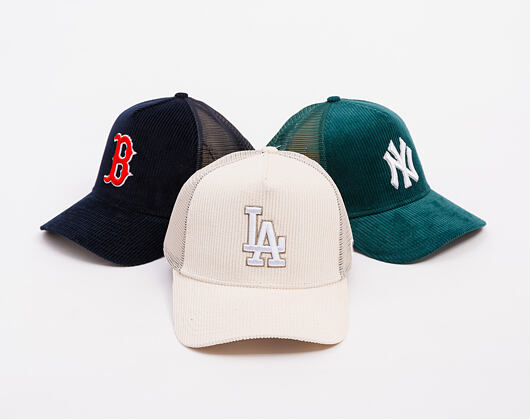 Kšiltovka New Era - MLB Seasonal Cord 9FORTY Trucker - LA Dodgers - Cream