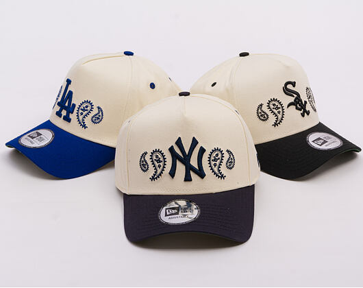 Kšiltovka New Era - MLB Paisley Bandana 9FORTY A-Frame - NY Yankees - Cream / Navy