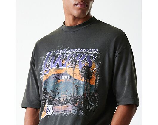 Triko New Era - NBA Washed Graphic Tee - LA Lakers - Black