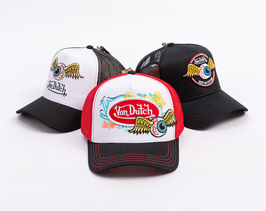 Kšiltovka Von Dutch - Trucker - Patches - White/Red