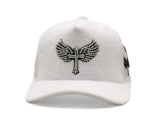 Kšiltovka Reflection Luxury Velvet Rhinostones White