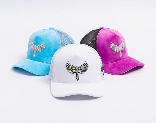 Kšiltovka Reflection Luxury Velvet Rhinostones White