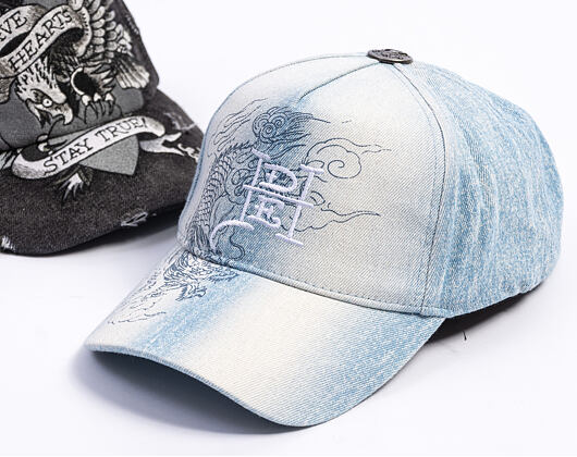 Cap Ed Hardy - Crawling Dragon Wash Denim 5 Panel Cap - Bleach