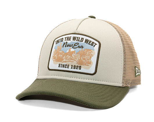 Cap New Era - Branded Wild West Patch 9FORTY M-CROWN A-Frame Trucker - New Olive / Stone