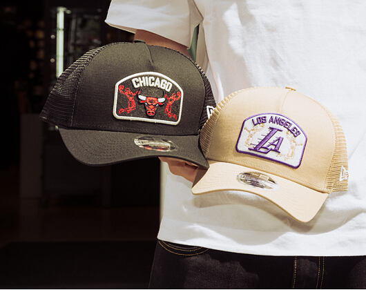 Cap New Era - NBA Felt Patch 9FORTY M-CROWN A-Frame Trucker - LA Lakers - Camel