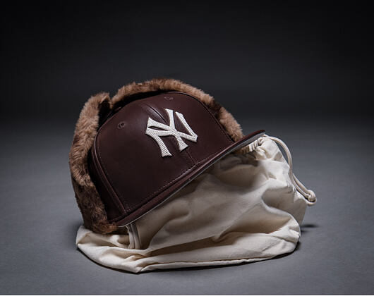 Cap New Era - MLB IMAGE DROP Leather Dog-Ear 59FIFTY - NY Yankees - Deep Auburn