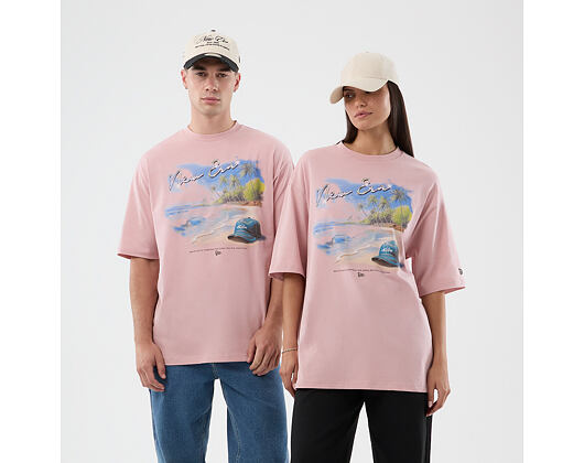 Tee New Era - Branded Beach Graphic Oversized Tee - Pink Rouge