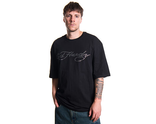 Tee Ed Hardy - Mens Skull Flame Diamante Relaxed Tshirt - Black